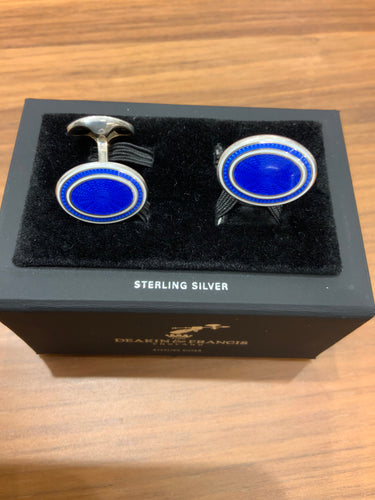 Sterling Silver Blue Enamel Cufflinks