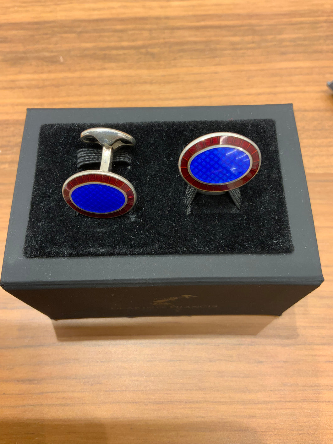 Sterling  Silver maroon and Royal Blue Enamel