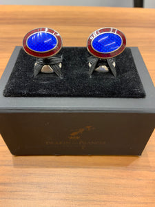 Sterling  Silver maroon and Royal Blue Enamel