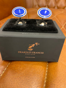 Sterling Silver Blue Enamel Cufflinks