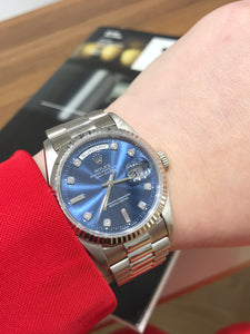 1990 Rolex Day Date 18k White Gold with Diamonds