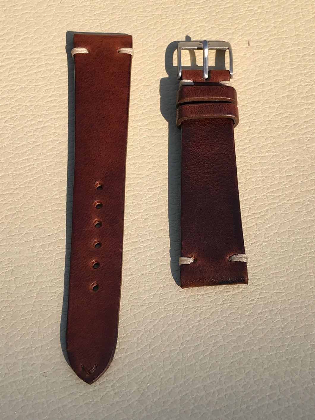 The Rare Room x JPM Fine Leather Watch Strap - Dark Sienna