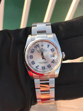 Load image into Gallery viewer, 2020 Rolex Date Just Silver Deco Dial, Power Reserved 48hrs. Excellent Condition with Box and Papers