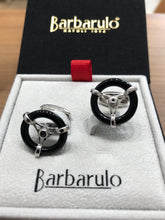 Load image into Gallery viewer, Barbarulo Napoli Cufflinks - Racing Silver and Onyx