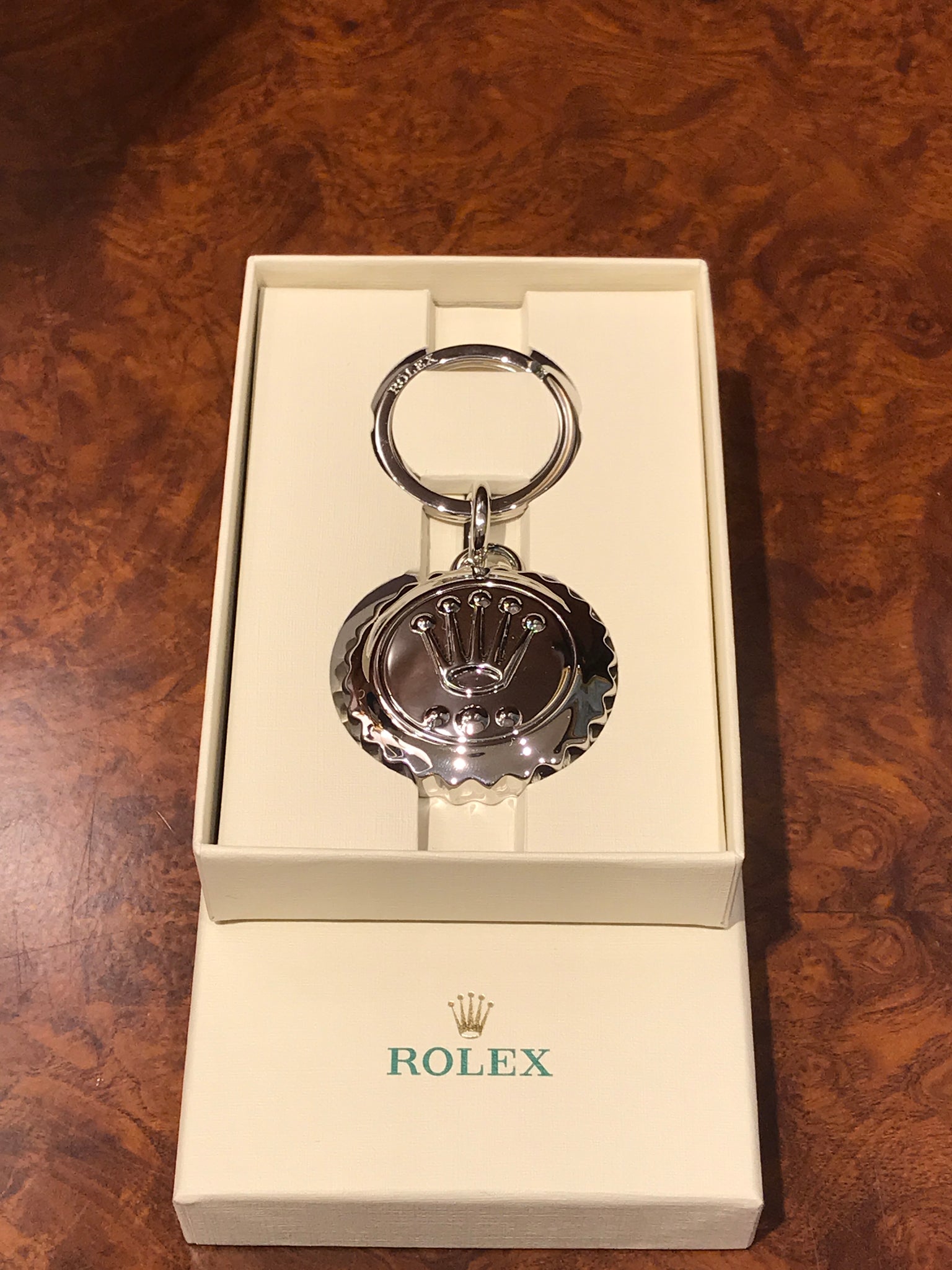 Rolex Silver Crown Key Ring 