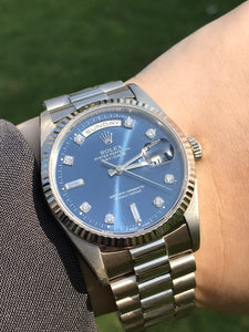 1990 Rolex Day Date 18k White Gold with Diamonds