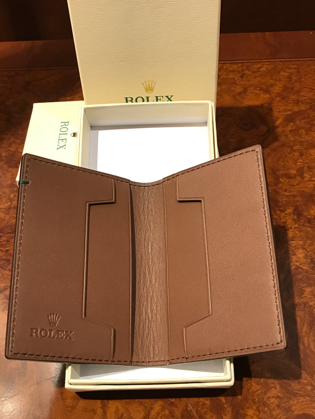 ROLEX LEATHER CARD HOLDER - BROWN