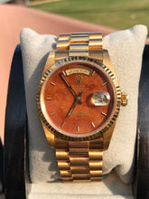 Load image into Gallery viewer, 1989 Rolex Day Date Yellow Gold Wood Dial