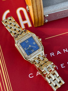 90’s Cartier Panther Lapis Dial Gold and Diamonds.